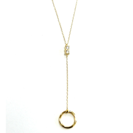 COLLAR ORO 18K  CON ENTREPIEZA CENTRAL 2 CIRCONITAS EN
