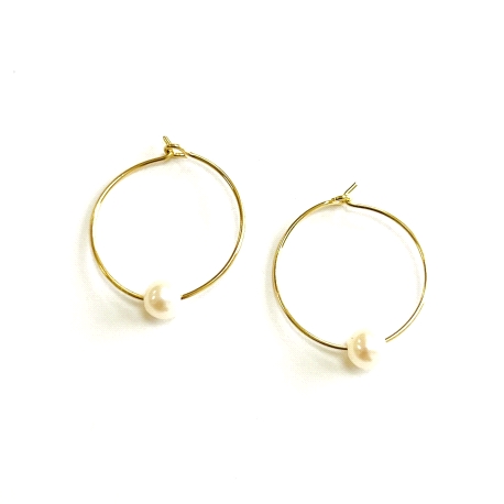 PENDIENTES ARO  CON PERLA CULTIVADA