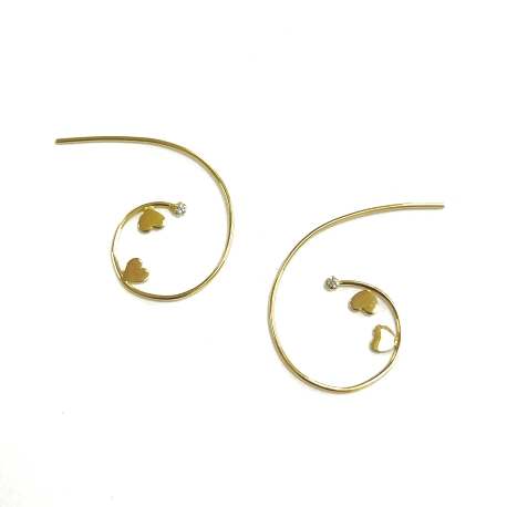 PENDIENTE ORO18K GIRADO CORAZONES