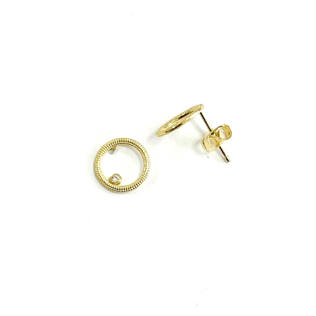 PENDIENTES ORO 18K CIRCULO CON CIRCONITA - 8.5 M/M