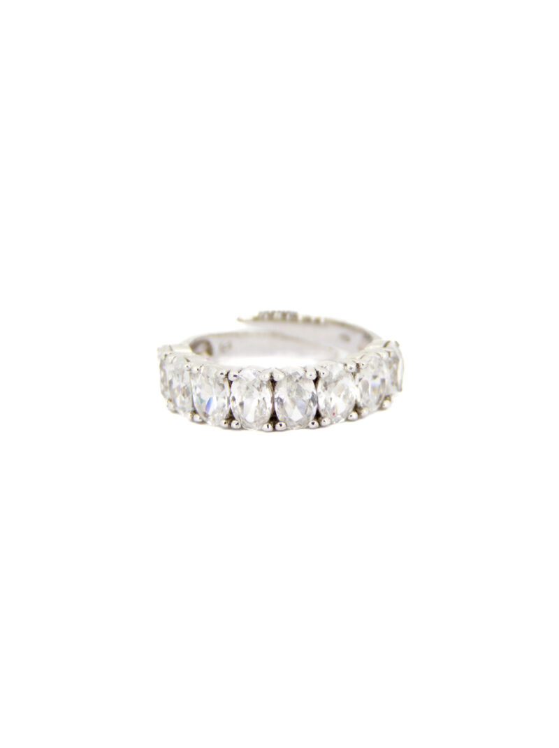 ANILLO PLATA 1º LEY CIRCONITAS OVALADAS