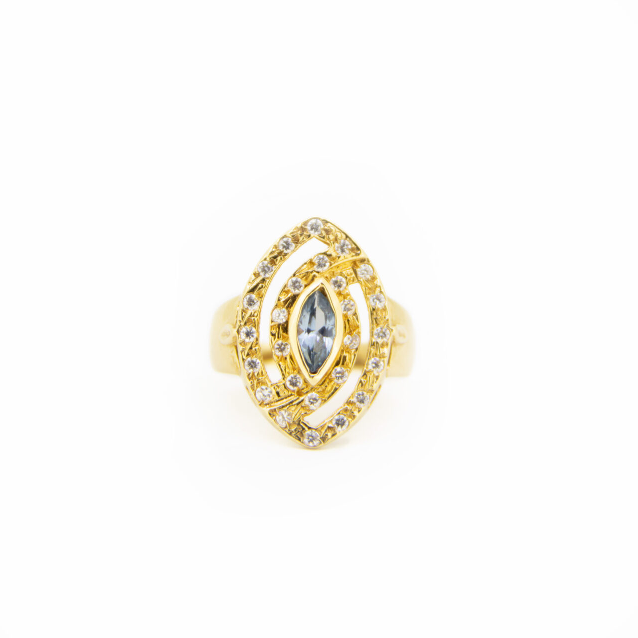 ANILLO ORO 18K. LANZADERA CIRCONITAS