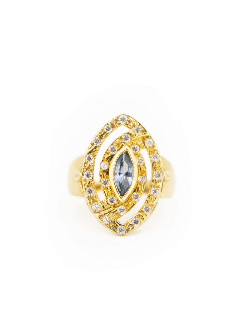 ANILLO ORO 18K. LANZADERA CIRCONITAS