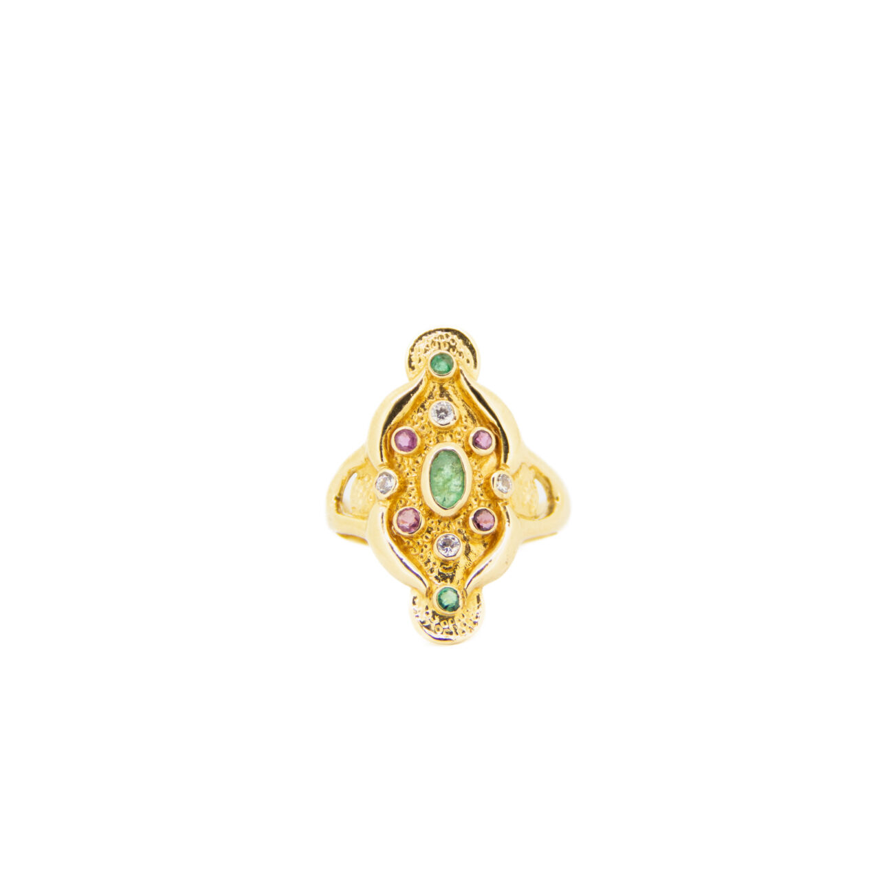 ANILLO ORO 18K. LANZADERA CIRCONITAS