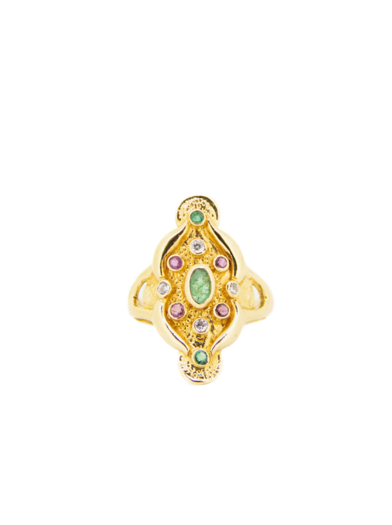 ANILLO ORO 18K. LANZADERA CIRCONITAS