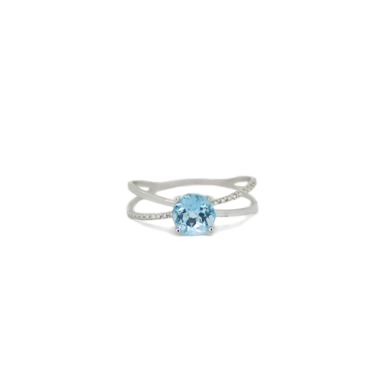 ANILLO ORO BLANCO 18K CIRCONITA AGUA MARINA