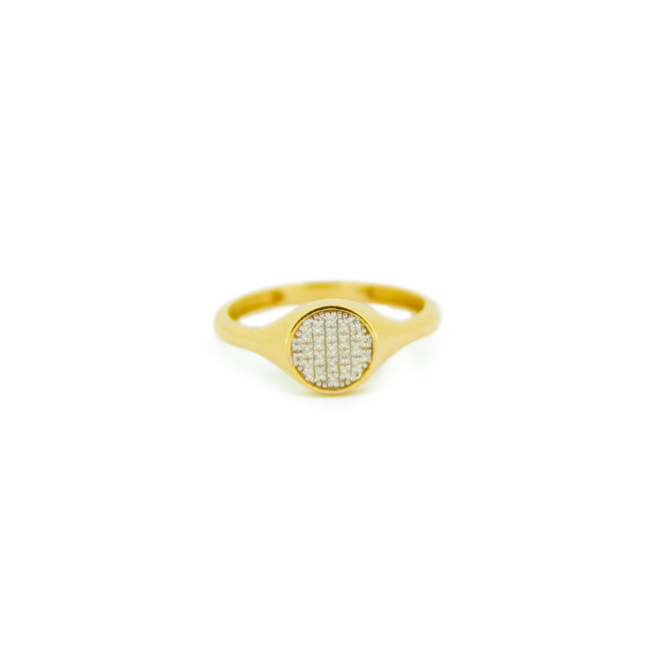 ANILLO ORO 18K CENTRAL FORMA SELLO RENDONDO CIRCONITAS