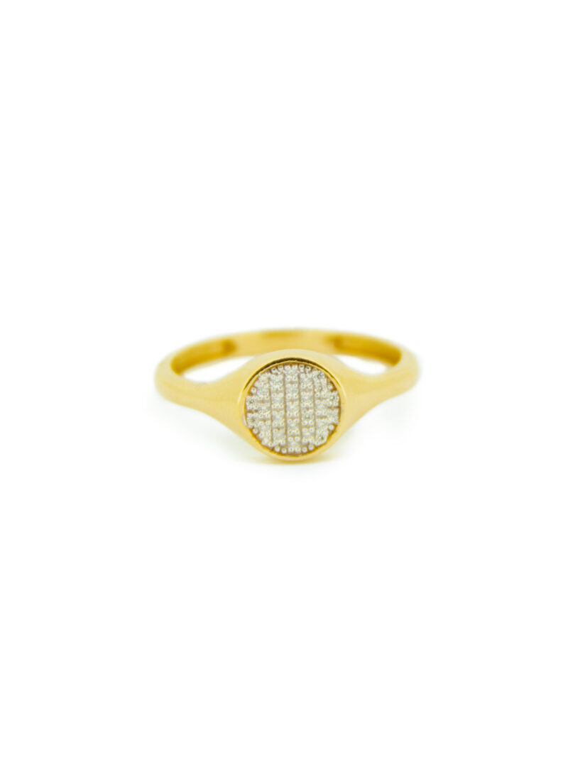 ANILLO ORO 18K CENTRAL FORMA SELLO RENDONDO CIRCONITAS