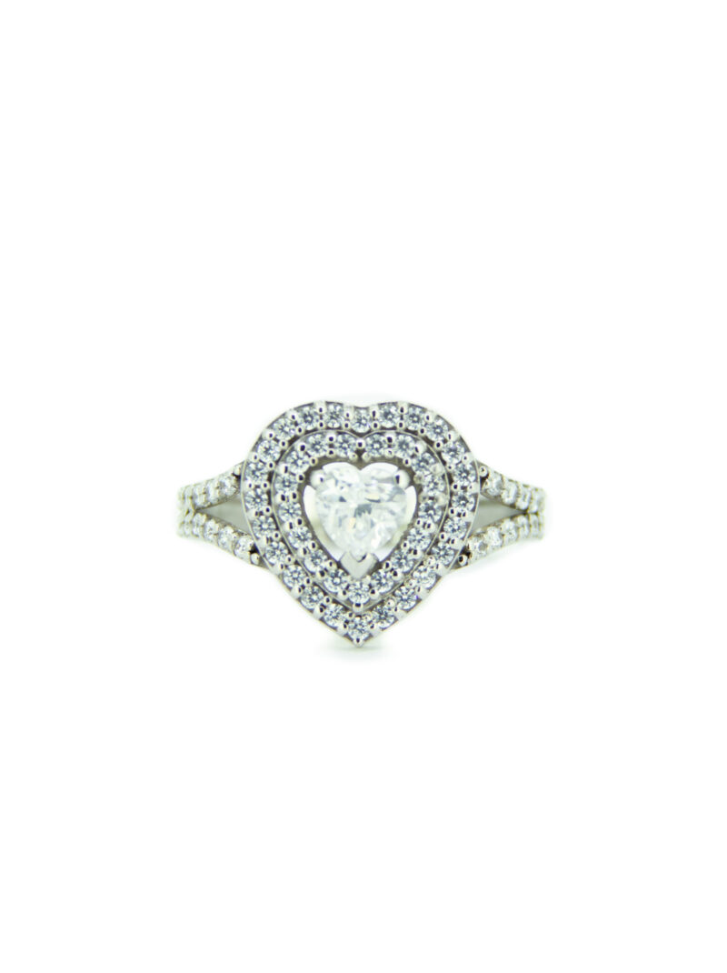 ANILLO ORO BLANCO 18K FORMA CORAZON CIRCONITAS