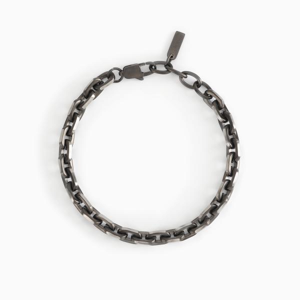 Brazalete de acero 316L Gun Metal con cadena forzada