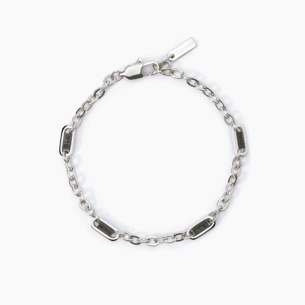 Brazalete de acero 316L con cadena forzada elementos negro