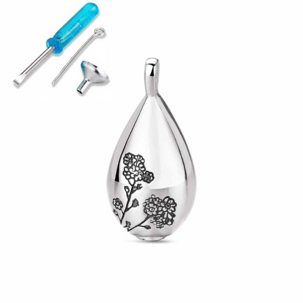 Colgante Nomeolvides de plata rodiado gota  20 mm