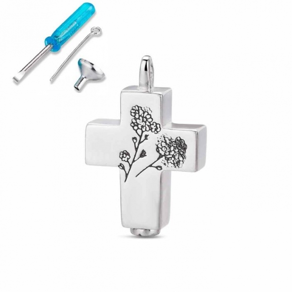 COLGANTE NOMEOLVIDES PLATA RODI CRUZ 20X15MM