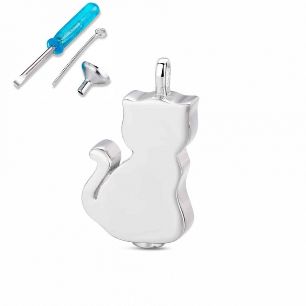 Colgante Nomeolvides de plata rodiado gato de 20 mm