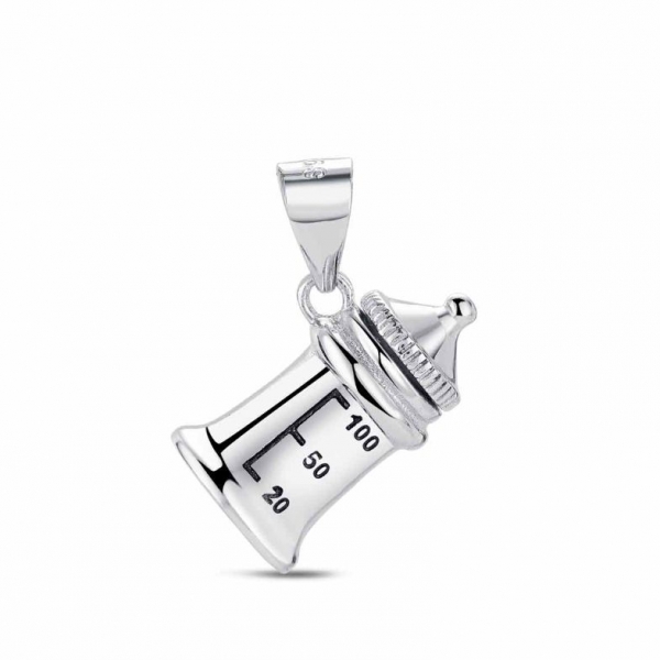 Colgante Nomeolvides de plata rodiado biberón de 20 mm