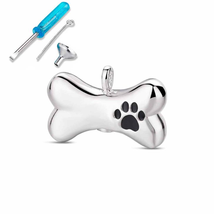 Colgante Nomeolvides de plata rodiado hueso 20mm