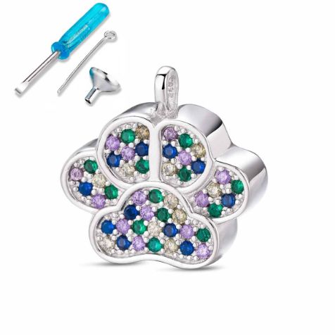Colgante Nomeolvides de plata rodiado huella circonitas de color de 20mm