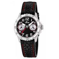 Reloj niño Lotus correa piel negro rojo