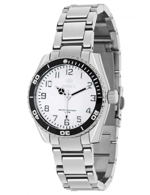 Reloj Marea cadete acero y ip negra/blanca