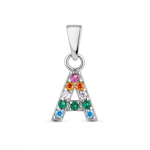 Colgante de plata rodiado inicial multicolor PROMOJOYA