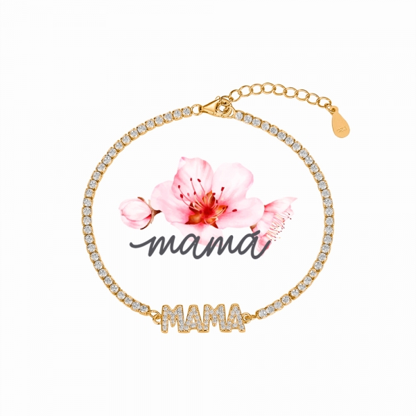 Pulsera de plata chapada riviere mamá en circonita de 6 x 23 mm