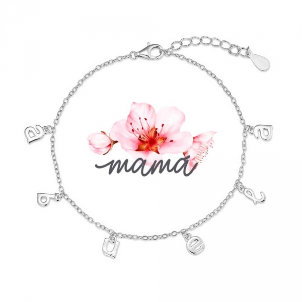 Pulsera de plata rodiada cadena con iniciales abuela colgando 17 + 3 cm