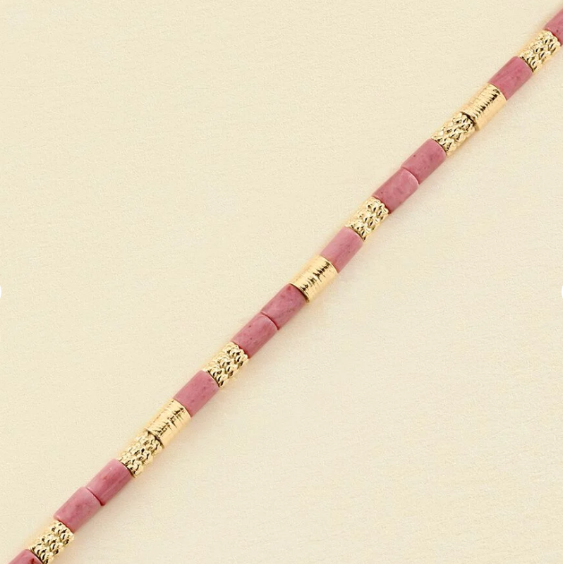 PULSERA DE CADENA PETRA - RHODOCHROSYTE / DORADO AGATHA PARIS