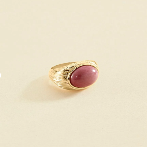 ANILLO ANCHO PETRA - RHODONITE / DORADO AGATHA PARIS