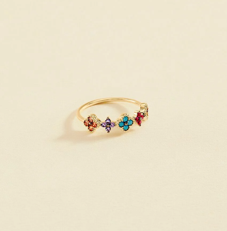 ANILLO FINO BELOVED - MULTICOLOR / baño ORO AGATHA PARIS