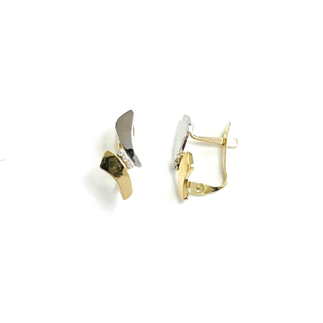 PENDIENTES ORO 18K BICOLOR CIRCONITA CIERRE CATALÁN