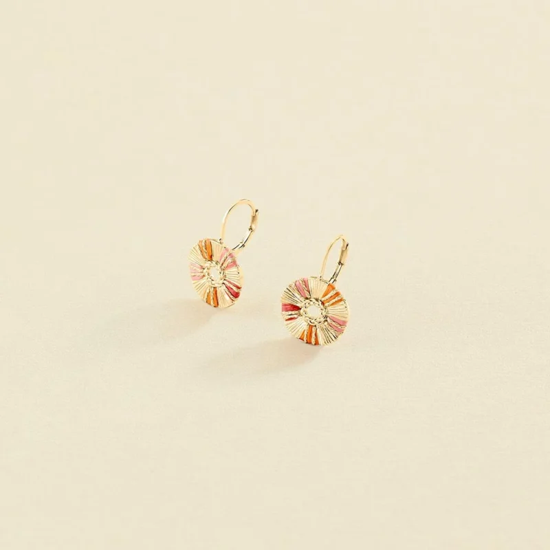 PENDIENTES LARGOS RAFIA - ROSA / ORO AGATHA PARIS