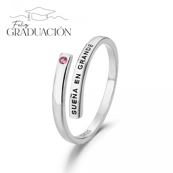 Anillo de plata rodiado o chapado  cruzado sonríe a la vida