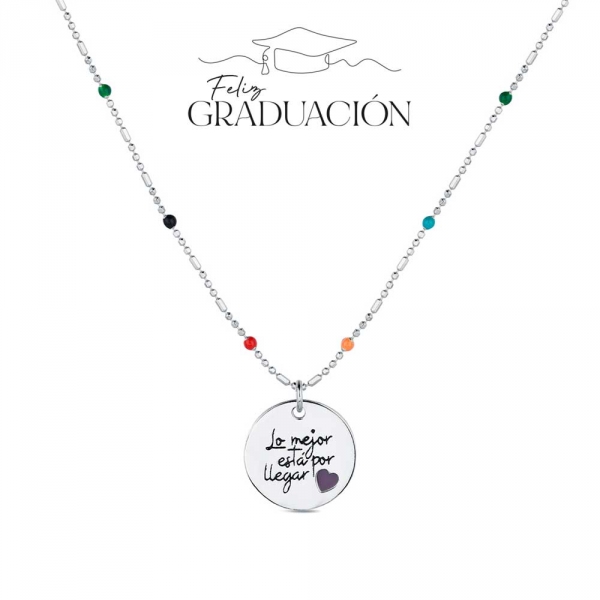 Colgante con cadena de plata chapado o rodio bolitas multicolor lo mejor está por llegar de 18 mm