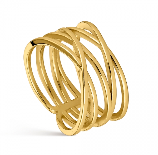 ANILLO PLATA LEY CHAPADO 5 HILOS CRUZADOS