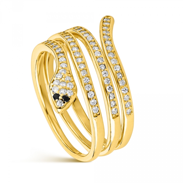 ANILLO PLATA CHAPADO SERPIENTE TRIPLE CON CIRCONITAS