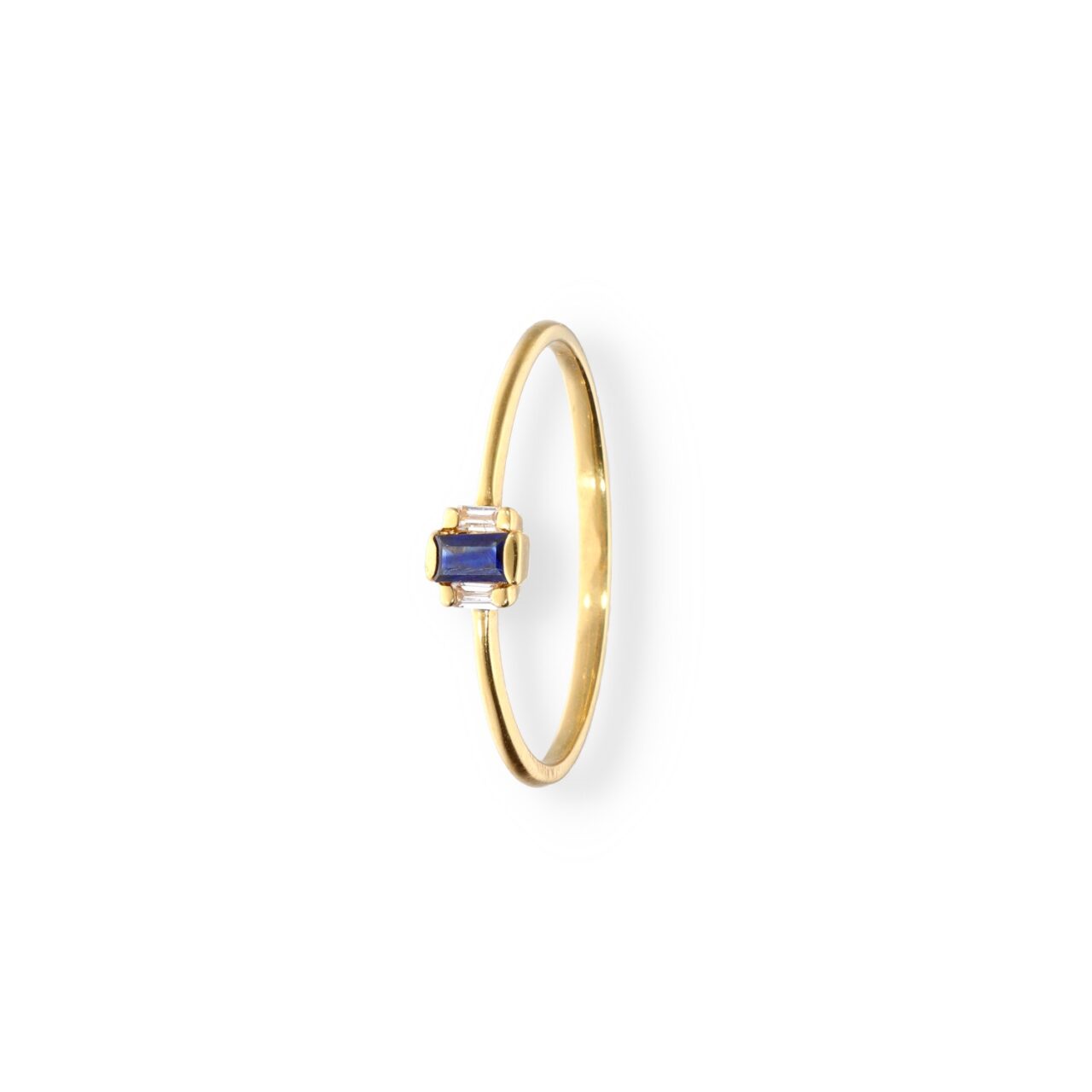 ANILLO ORO 18K CIRCONITAS Y ZAFIRO CENTRAL - Imagen 2