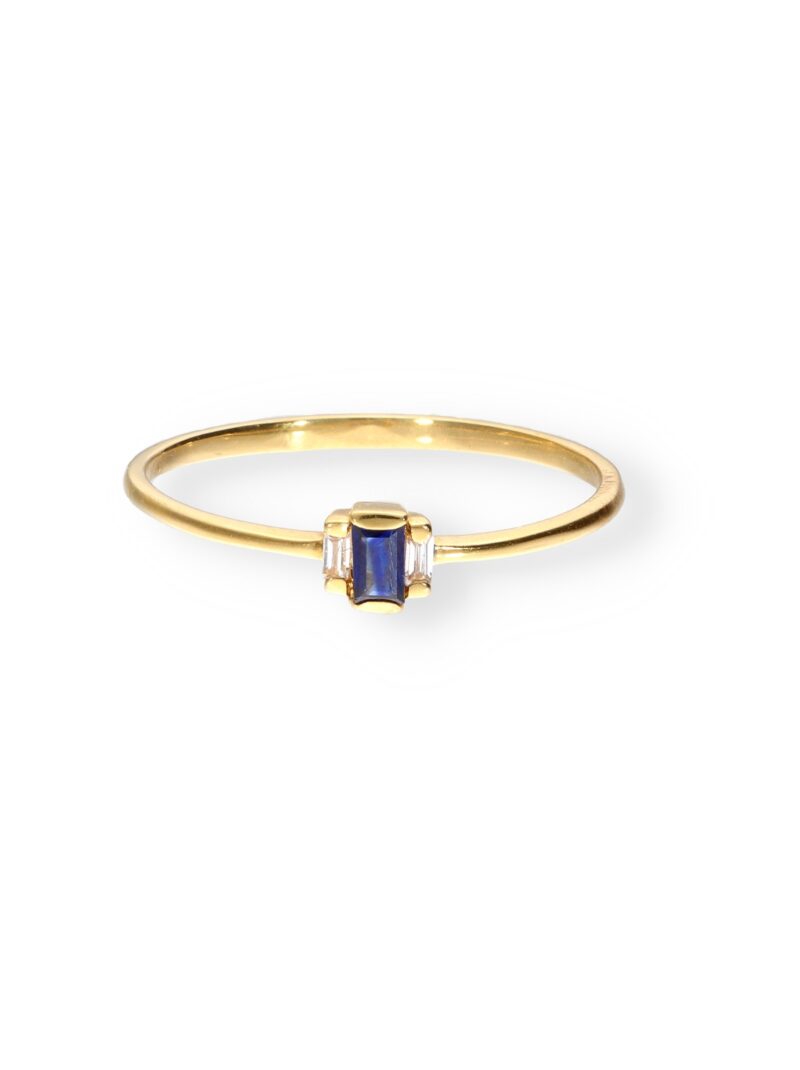 ANILLO ORO 18K CIRCONITAS Y ZAFIRO CENTRAL