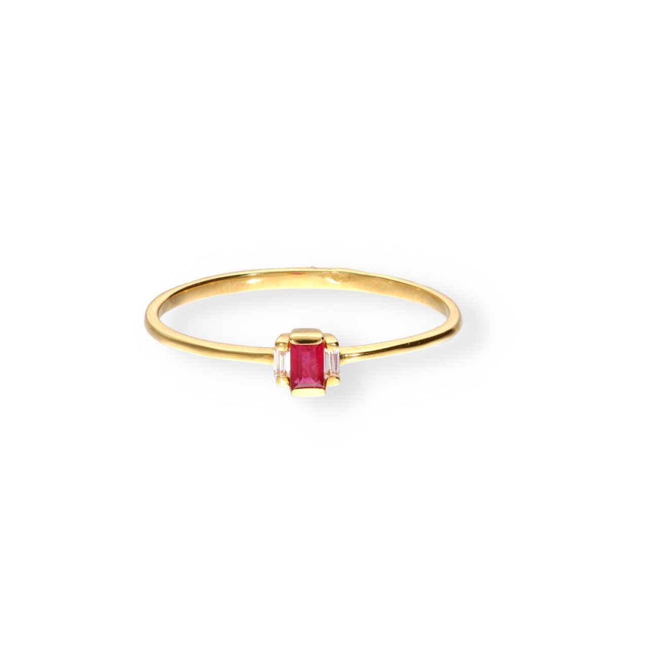 ANILLO ORO 18K CIRCONITAS Y RUBÍ CENTRAL