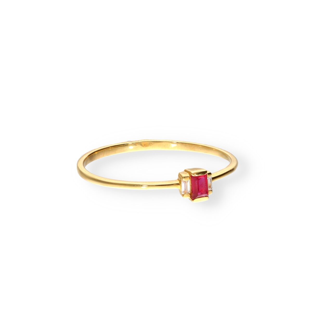 ANILLO ORO 18K CIRCONITAS Y RUBÍ CENTRAL - Imagen 3