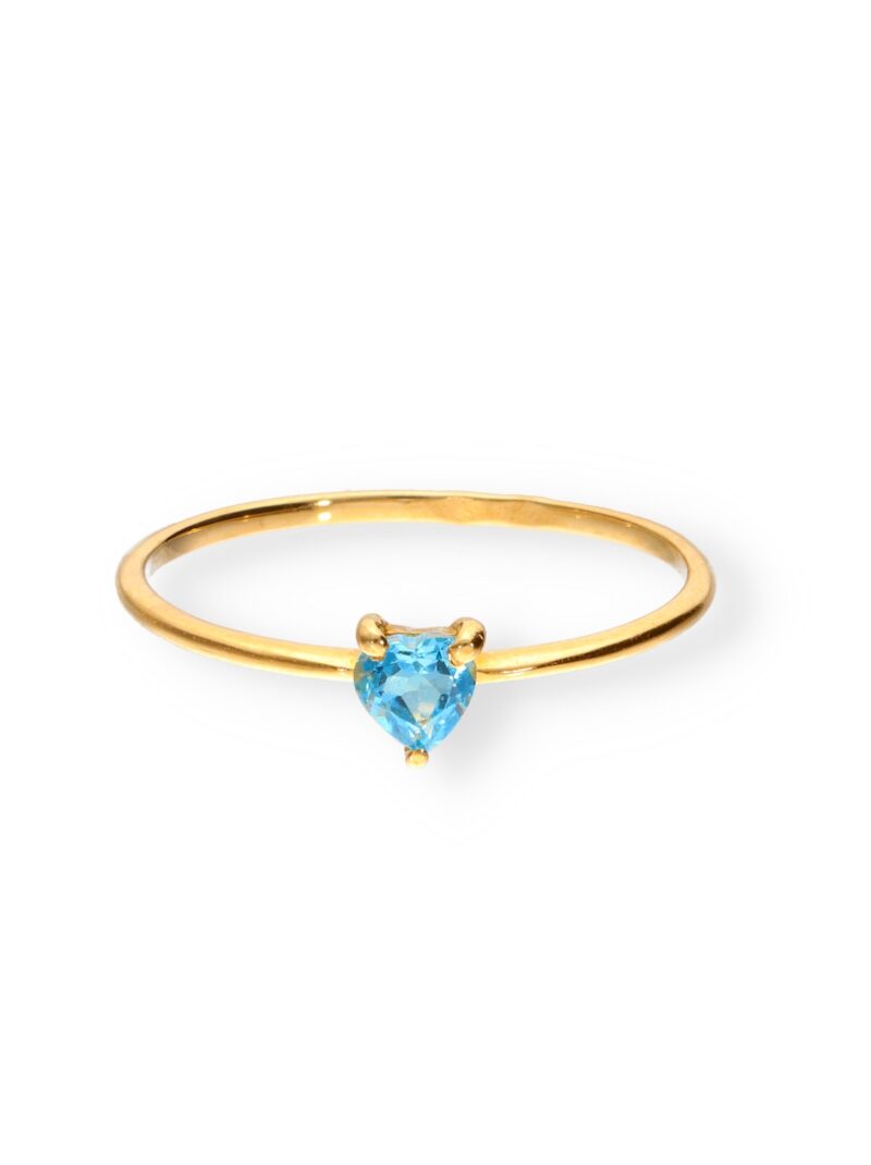 SORTIJA ORO 18K AGUA MARINA CORAZON