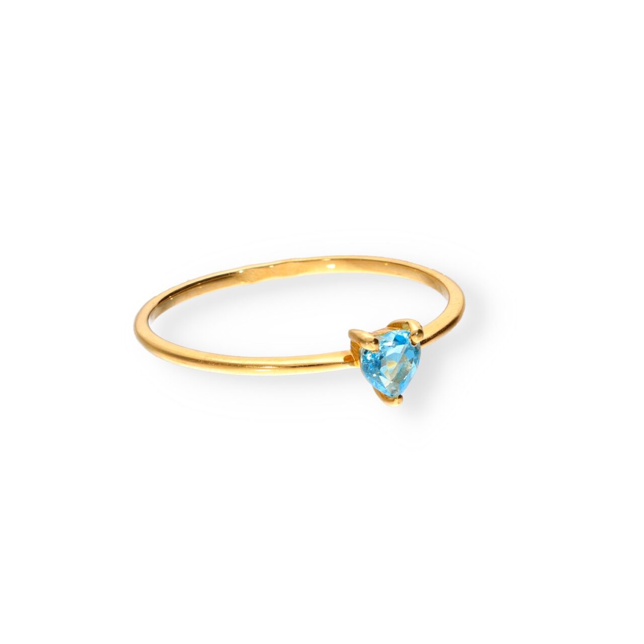 SORTIJA ORO 18K AGUA MARINA CORAZON - Imagen 2