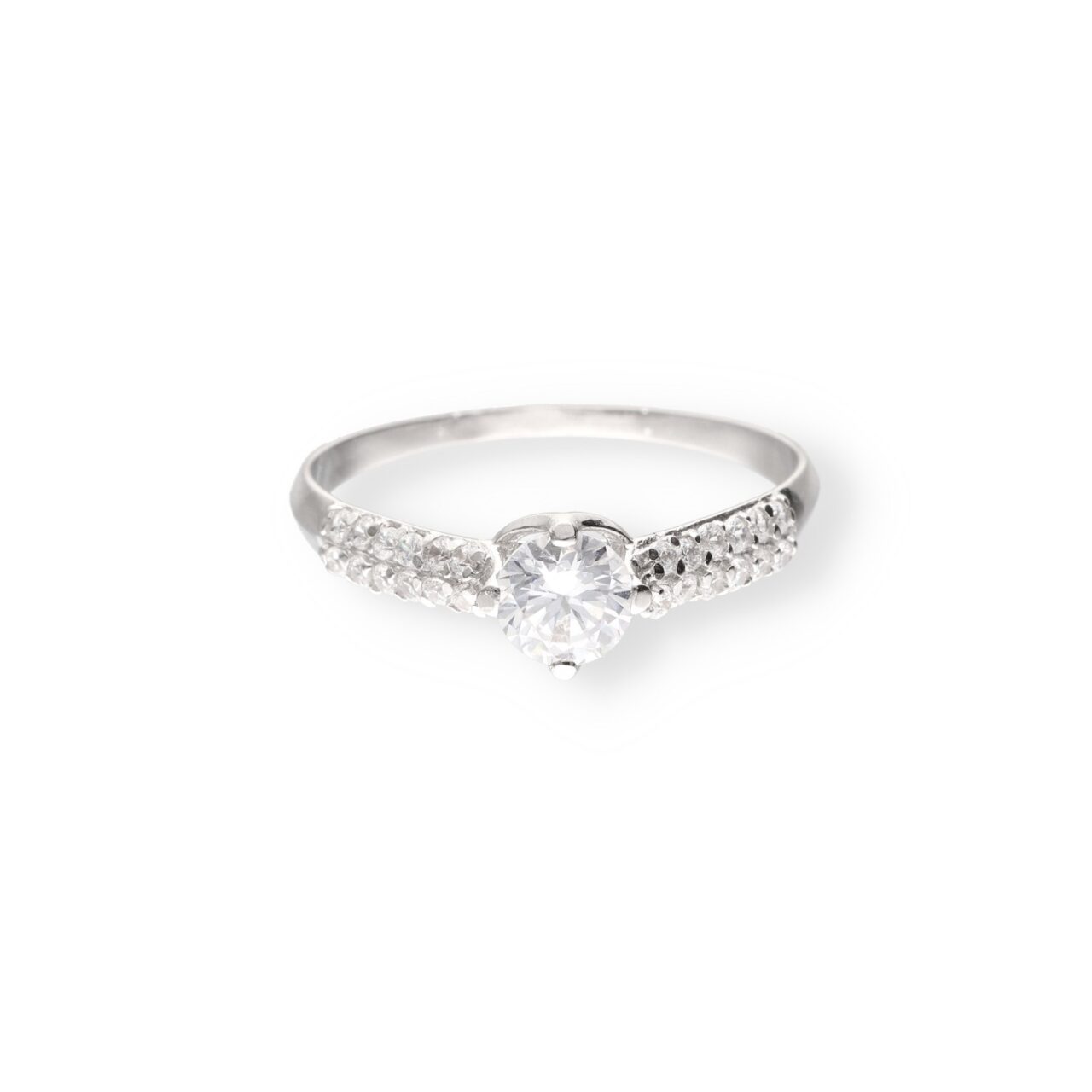ANILLO SOLITARO ORO BLANCO 18K CON CIRCONITAS