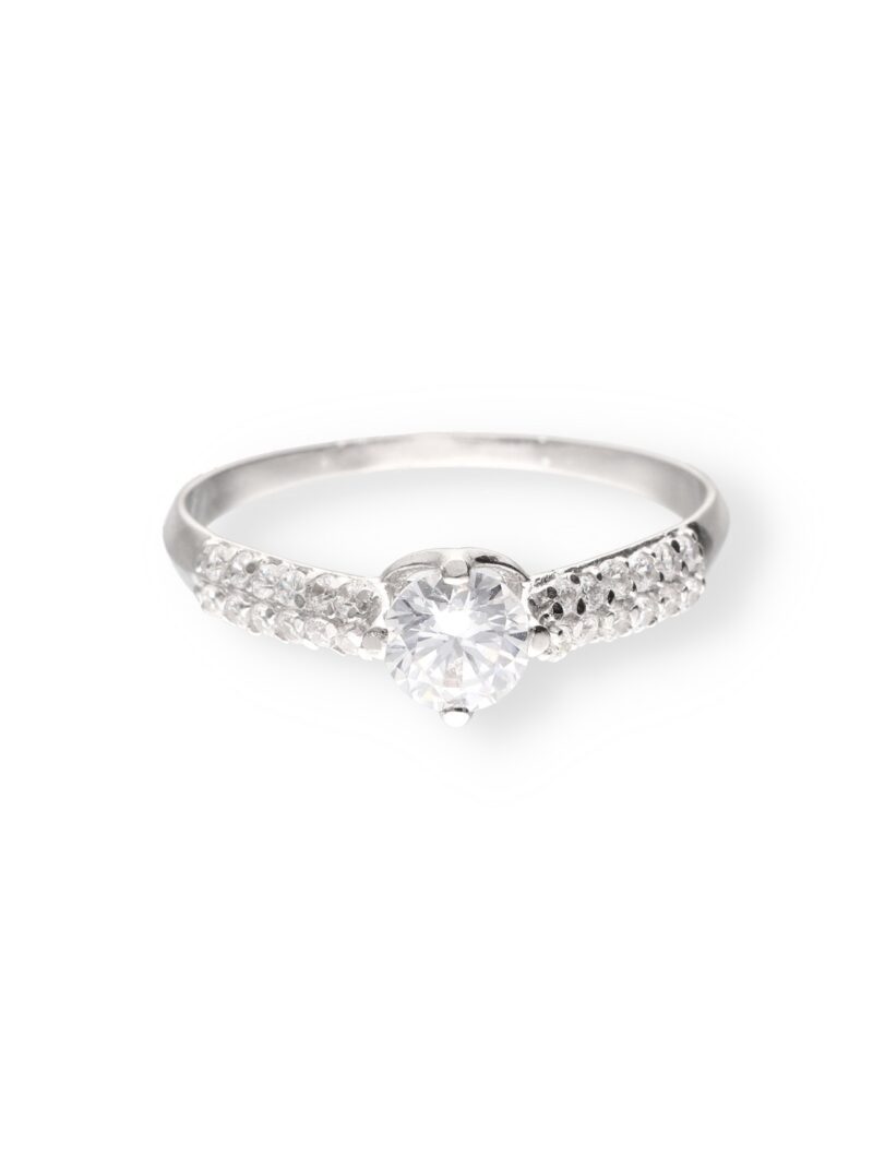 ANILLO SOLITARO ORO BLANCO 18K CON CIRCONITAS