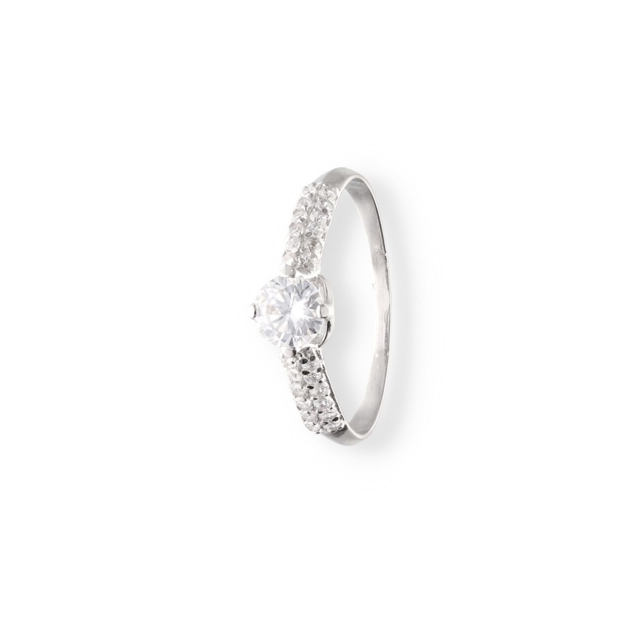ANILLO SOLITARO ORO BLANCO 18K CON CIRCONITAS - Imagen 2