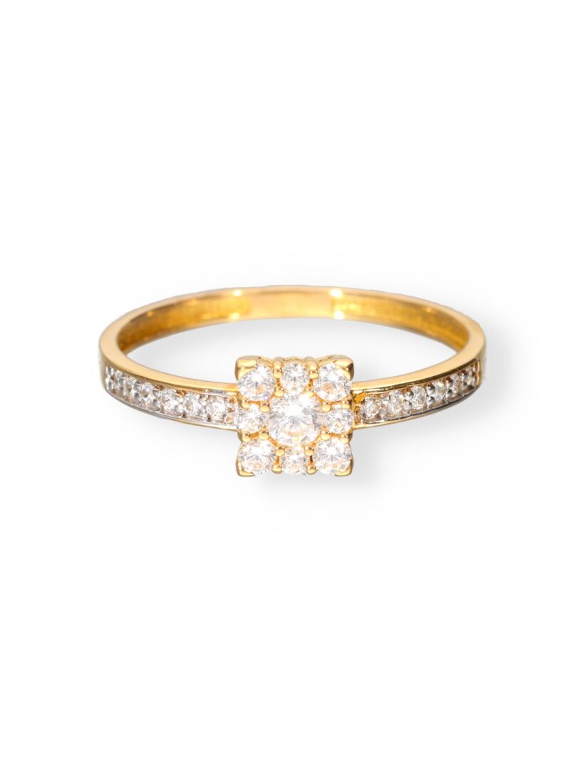 ANILLO ORO 18K CENTRAL CUADRADA CIRCONITAS Y CIRCO LATERALES