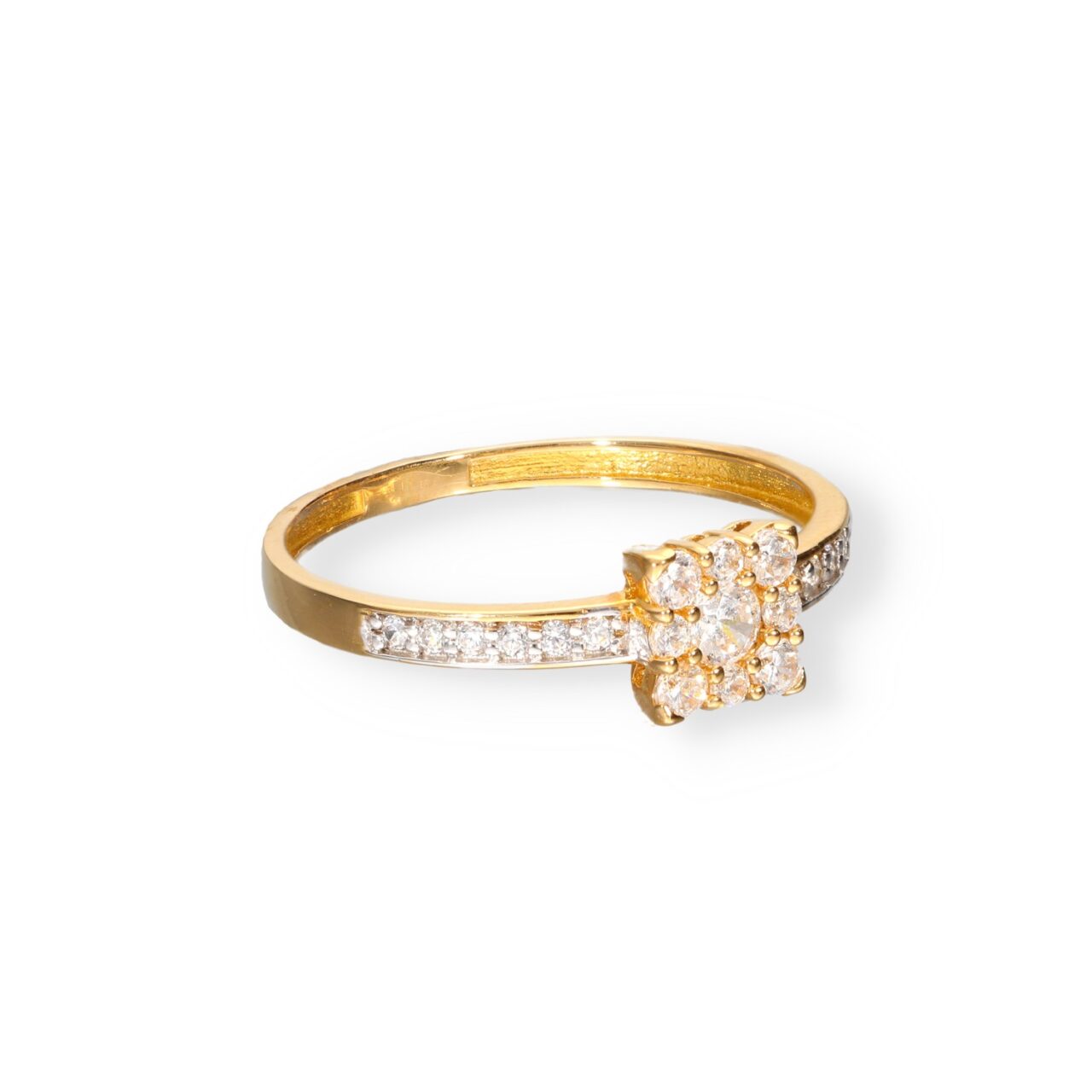 ANILLO ORO 18K CENTRAL CUADRADA CIRCONITAS Y CIRCO LATERALES - Imagen 3