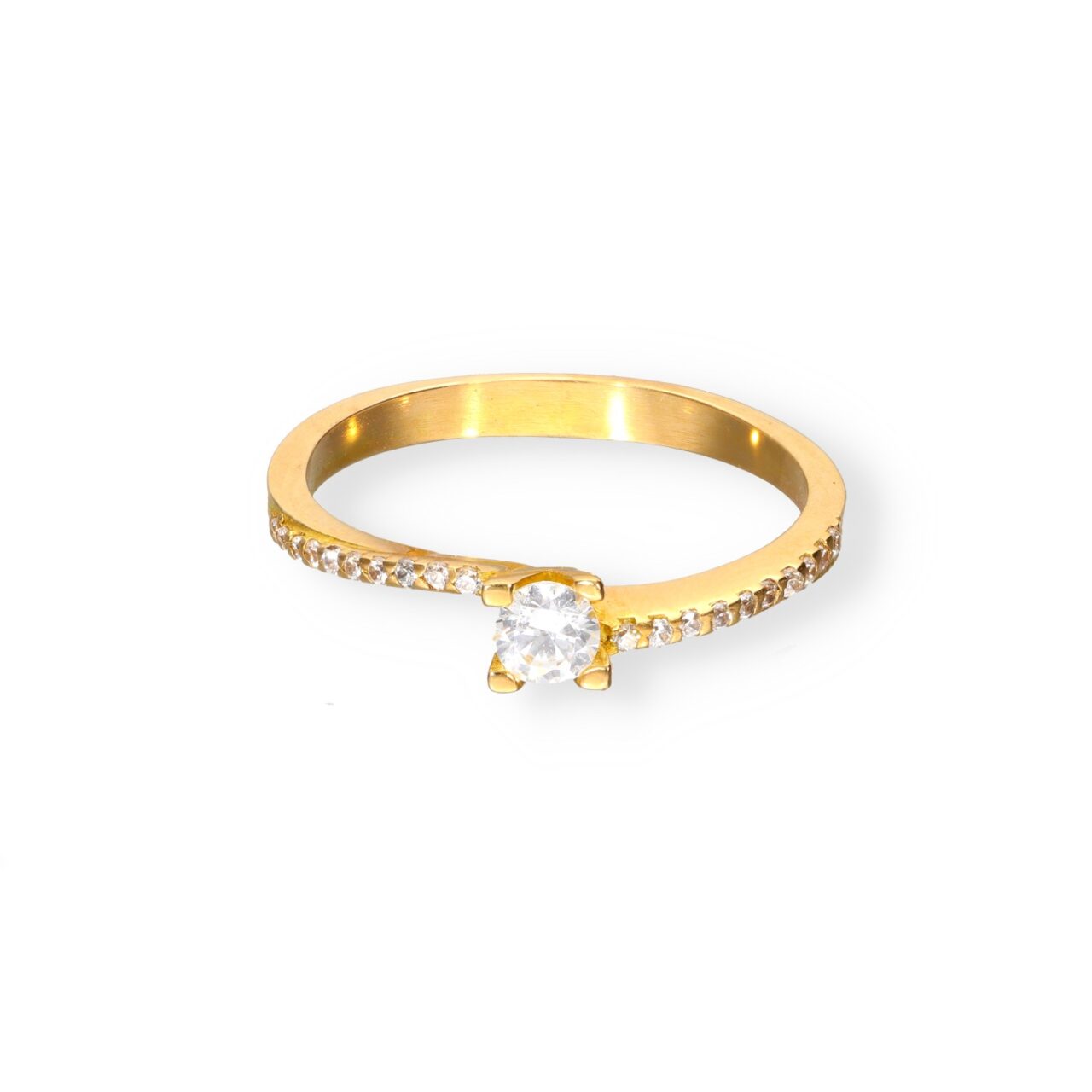 ANILLO SOLITARIO GIRADO CON CIRCONITAS ORO 18K