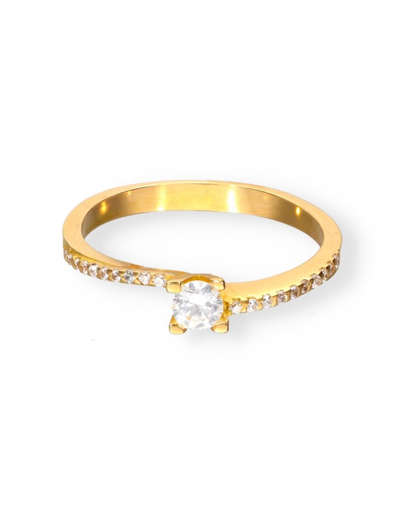 ANILLO SOLITARIO GIRADO CON CIRCONITAS ORO 18K