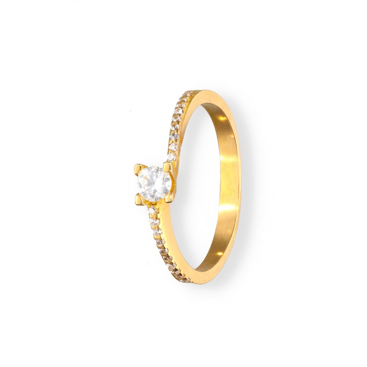 ANILLO SOLITARIO GIRADO CON CIRCONITAS ORO 18K - Imagen 2