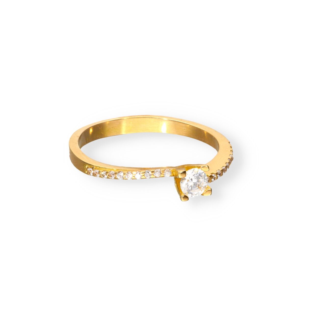 ANILLO SOLITARIO GIRADO CON CIRCONITAS ORO 18K - Imagen 3